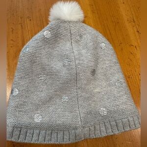 Jacadi Baby Gray Knit Winter Hat with Silver Dots and Pompom cotton and wool